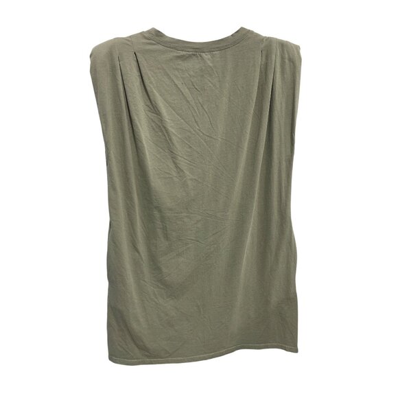 Very J Top Size Small Crew Pleated Shoulder Pads Sage Green Casual Everyday Wear - Picture 2 of 6